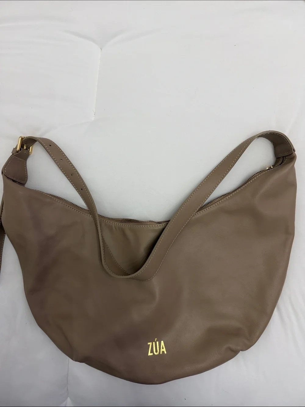 Taupe Crescent Hobo Shoulder Bag